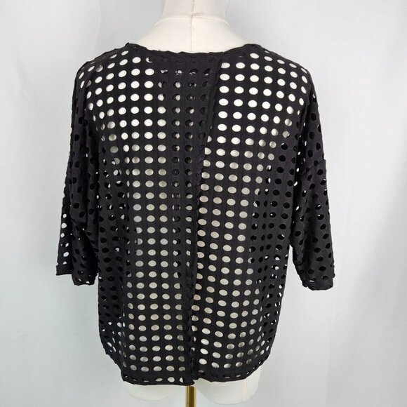 Clara Sunwoo Black Open Back Laser Cut Polka Dot Top Small - Picture 3 of 8